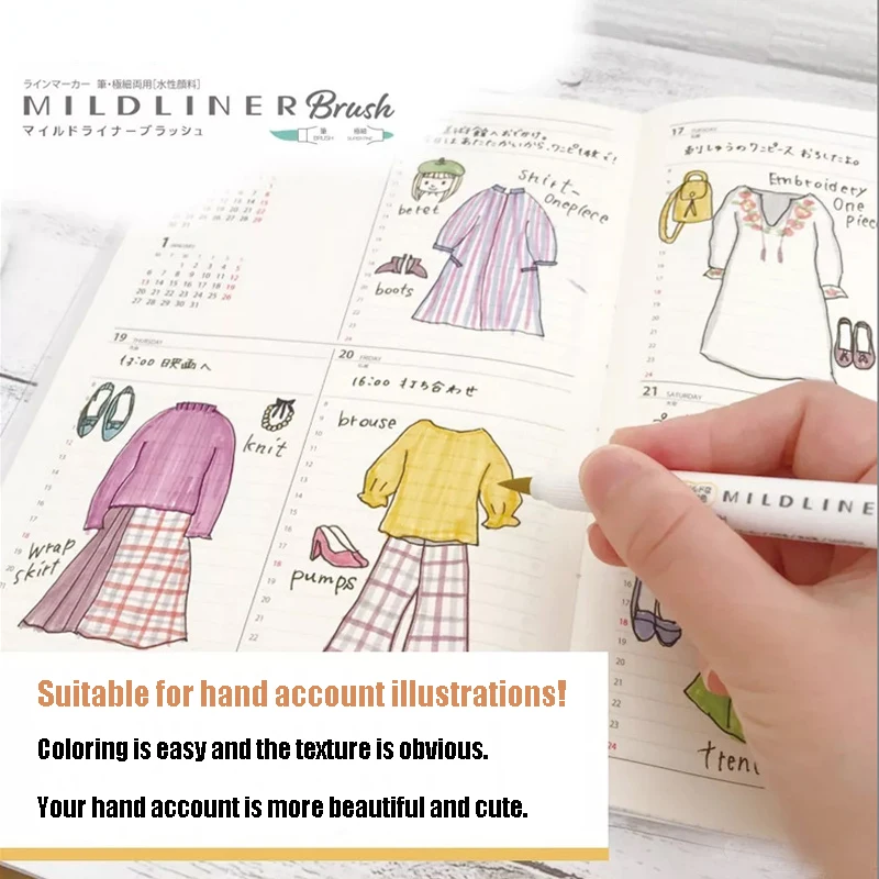 

2021 NEW 5 Colors Zebra MildLiner Brush Pen Set WFT8 Double Sided Water-based Highlighter Marker Pen Journal Supplies