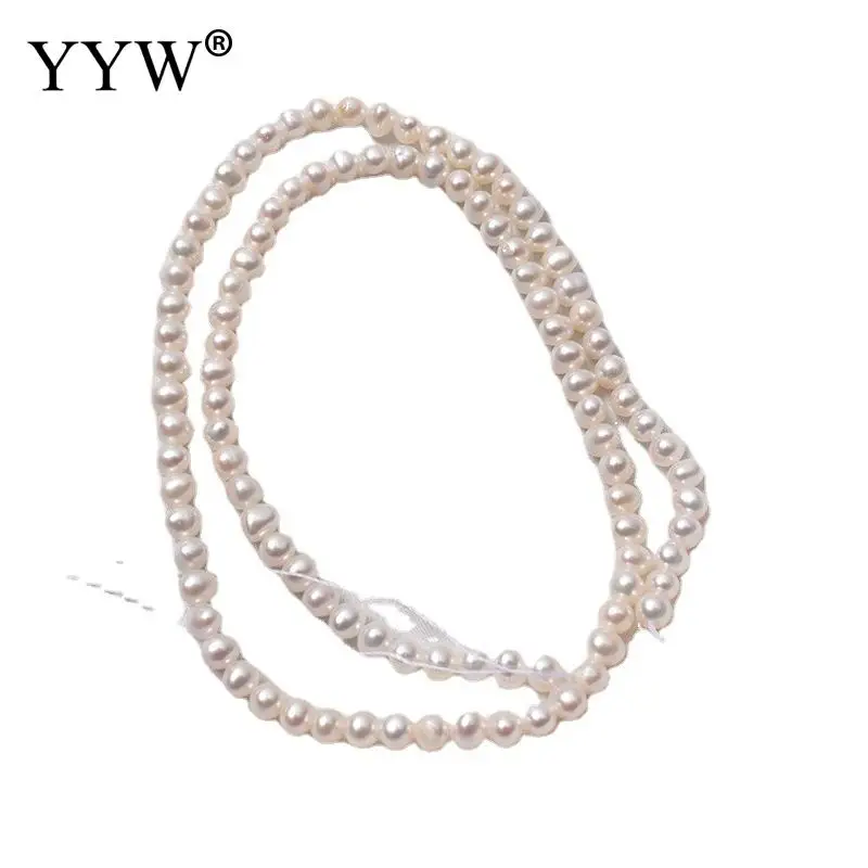 Cultured Round Freshwater Pearl Beads Natural Fashion Jewelry Diy White 4-5mm 15.35-15.75 Inch Strand For Making | Украшения и