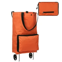 newly portable wheeled bag high capacity supermarket folding shopping bag trolley cart handle bag