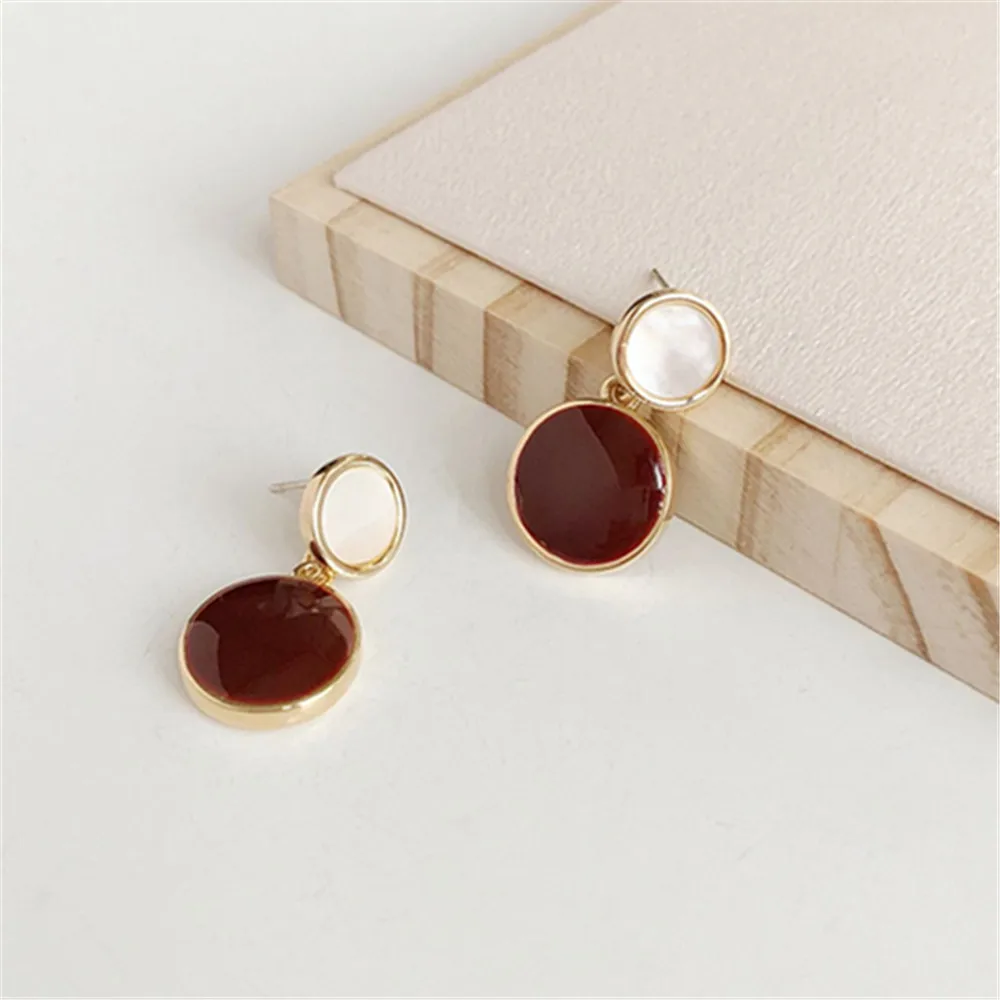 

Natural Shell Earrings Drip Glaze Earrings Fashion Personality Simple Geometric Colorful Color Matching Earrings Ladies Jewelry