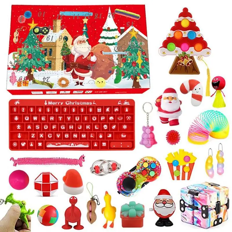 

Рождественский календарь с обратным отсчетом, игрушки с календарем, 24 дня, набор антистрессовых игрушек, игрушка для снятия стресса, детски...