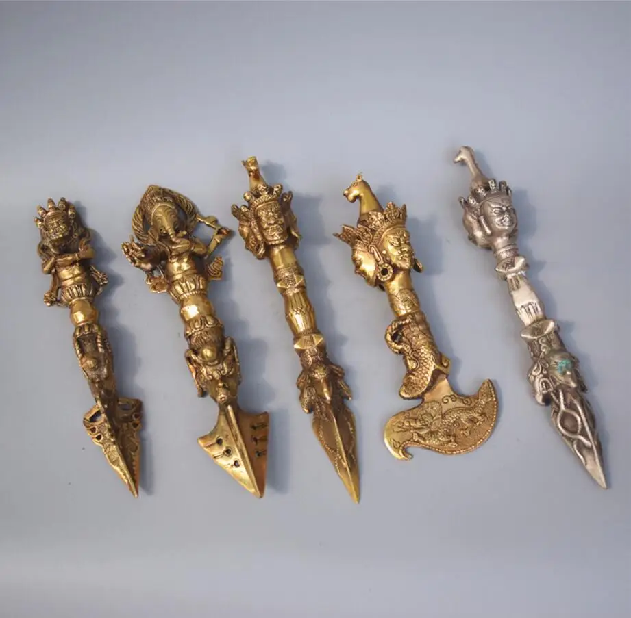 Медная Статуя YM Kaiguang латунная статуя Vajra pin Волшебная пестик и волшебная посуда