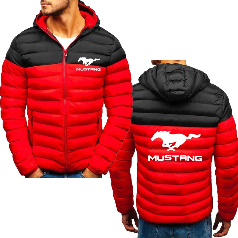 

Мужская хлопковая толстовка с капюшоном, с логотипом машины Mustang