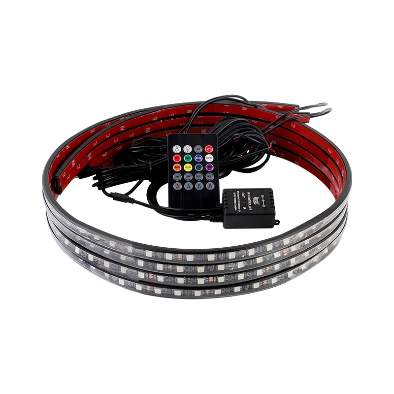 

4PCS/1 set Car Underglow Light Flexible Strip LED Underbody Lights Remote Control Neon Light RGB Decorative Atmosphere Lamp