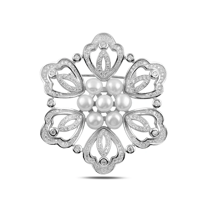 

Серебряная брошь Silverlina с жемчугом и кристаллом циркония