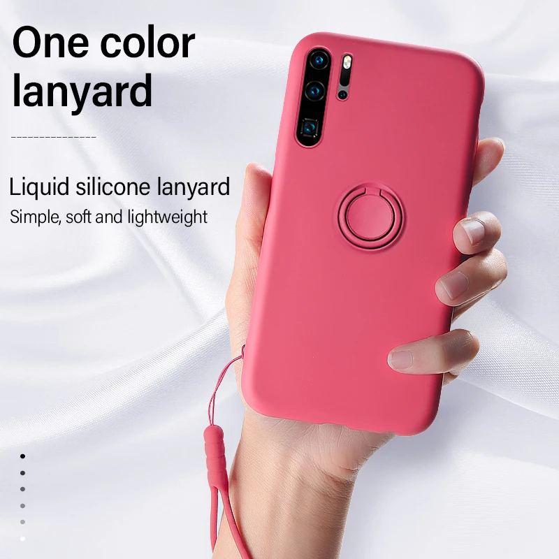 Ultra-thin Silicone Magnetic Phone Case For Huawei P40 P30 P20 Lite Mate 30 20 Pro Honor Ring Bracket Cover