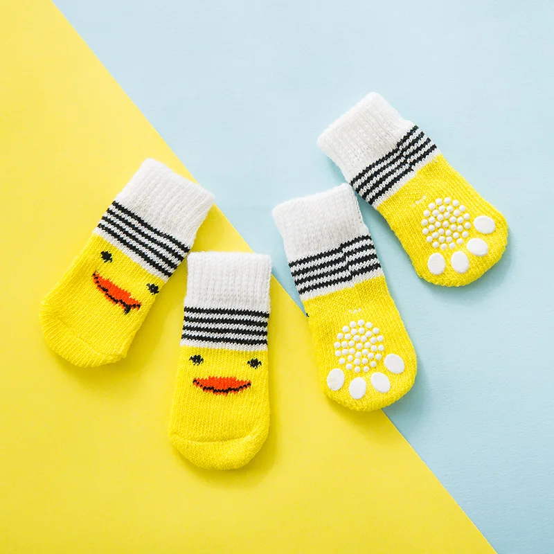 

Pet Socks High Quality Non-slip Knits Bottom Cotton Non-Slip Cute Socks 4 Packs For Small Dogs Wear Slip On Paw Protector