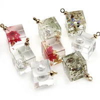 6pcslot resin square charms pendant for necklace bracelet earrings jewelry making diy findings 10x10mm