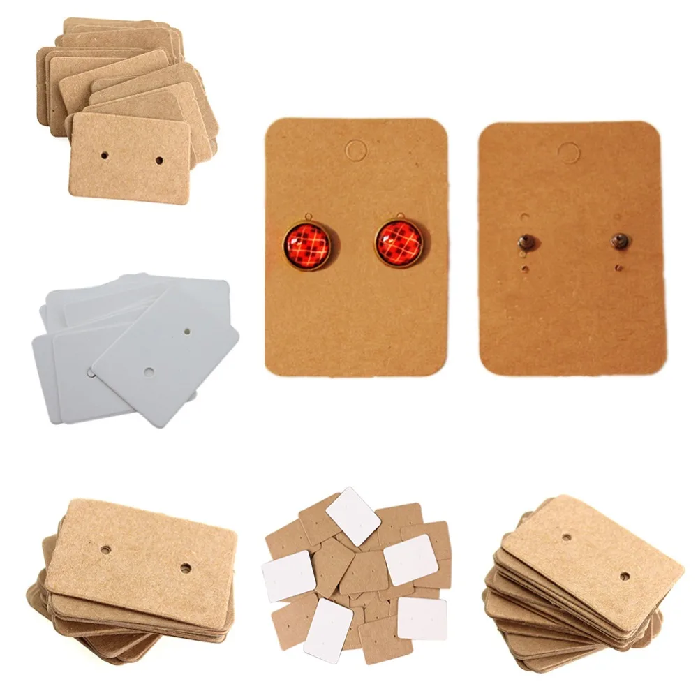 

2.5x3.5cm100Pcs Blank Kraft Paper Ear Studs Card Hang Tag Jewelry Display Earring Crads Favor Marking Garment Prices Label Tags