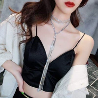 new fashion hot selling long tassel rhine stone necklace exquisite crystal necklace sweet romantic jewelry valentines day gift