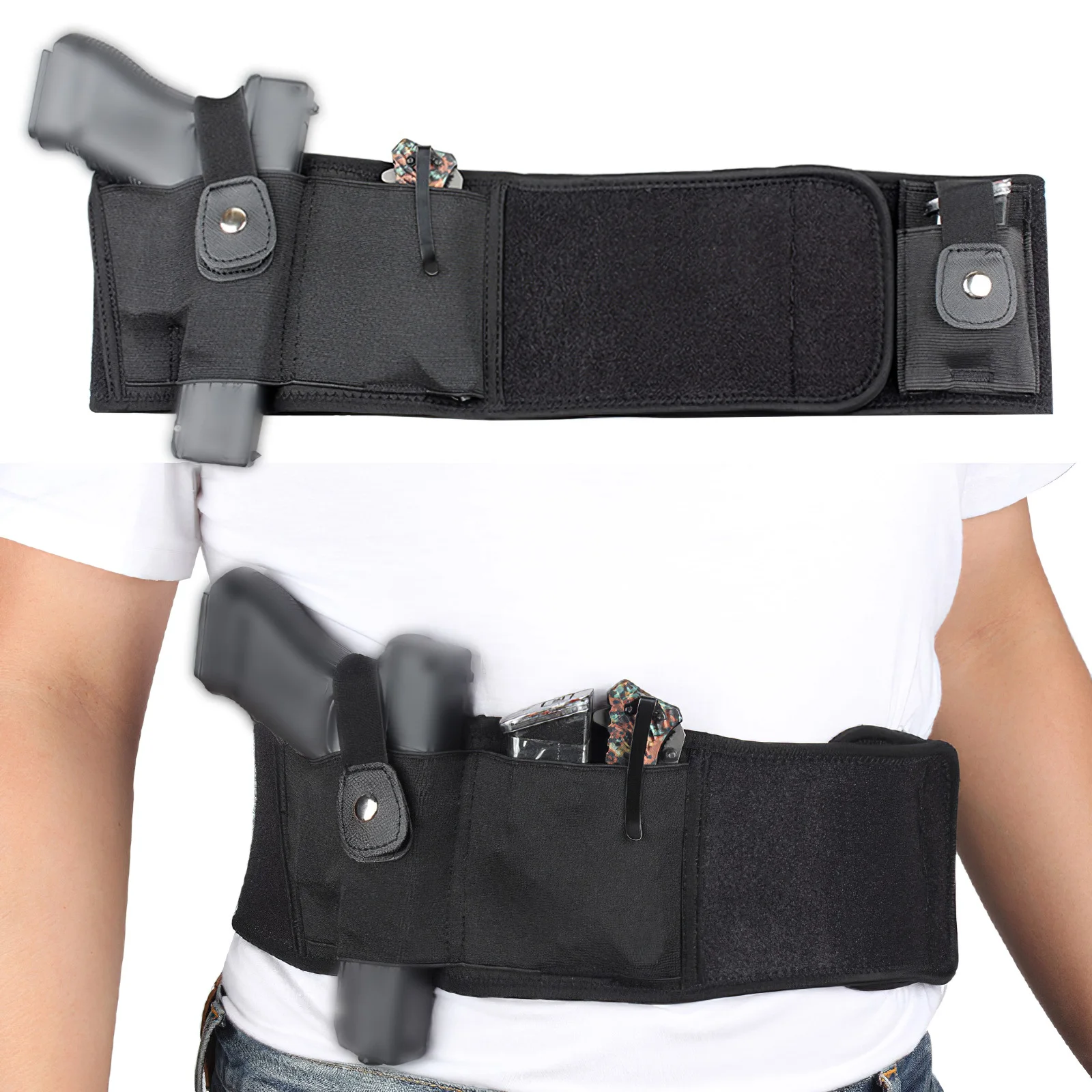 

Holster Concealed Pouch Universal Tactical Pistol Gun Holster Right-Hand Belly Band Airsoft Handgun Camping Pistol Holder