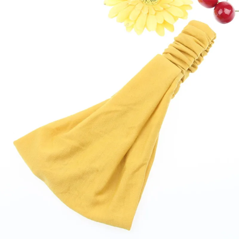 8 Yellow Модная однотонная повязка для волос Wmen, широкая эластичная повязка на голову, Корейская хлопковая повязка для мытья лица, тюрбан, повязка для волос для женщин, аксессуары для волос для девочек - Цвет: 8 Yellow