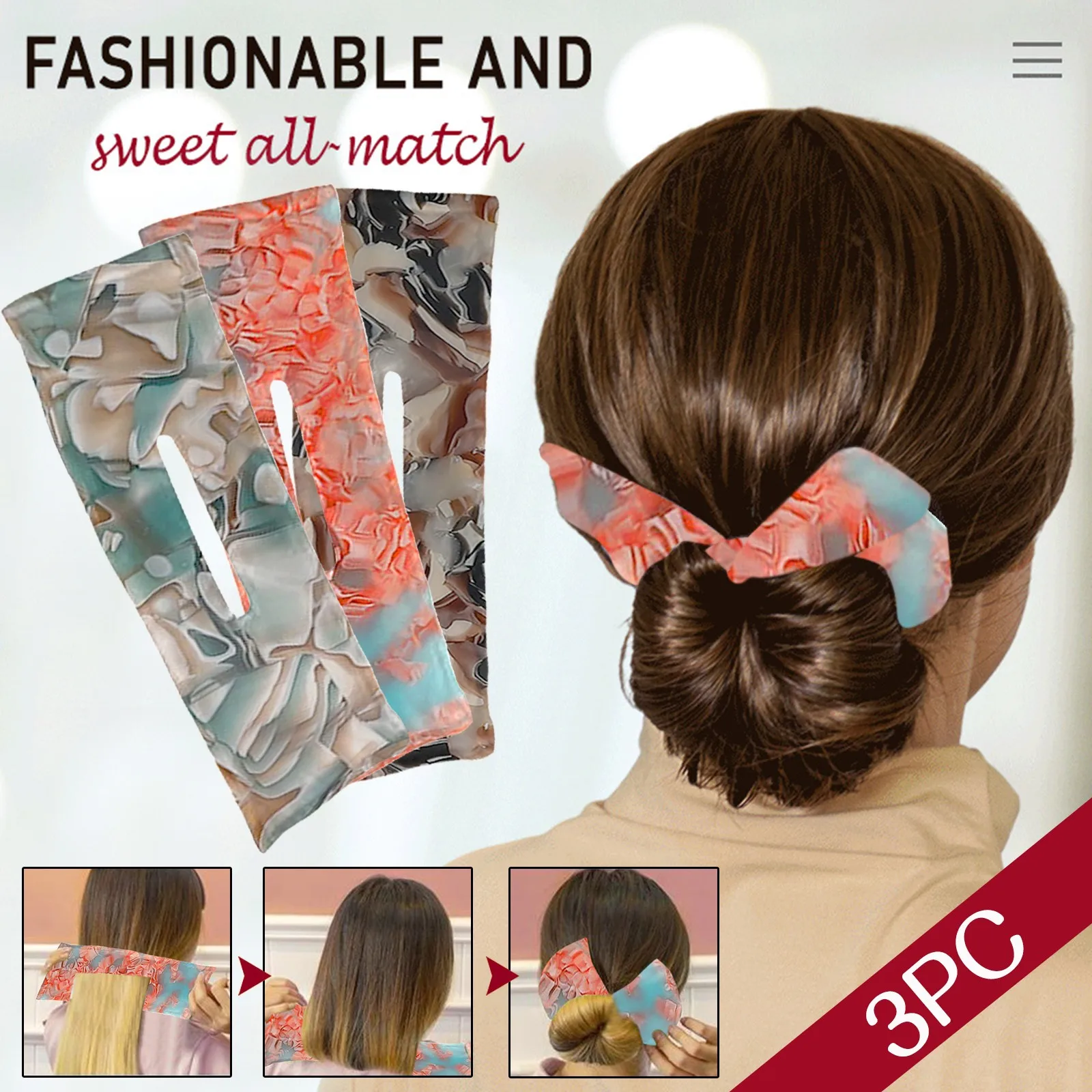 Головной повязкой булочка многоцветная ткань магический зажим - Цена: 630.48