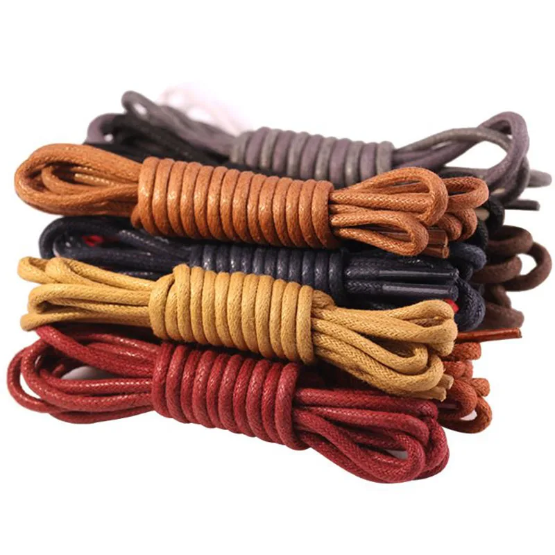 2 шт Вощеные хлопковые круглые шнурки для ботинок кожаные водонепроницаемые