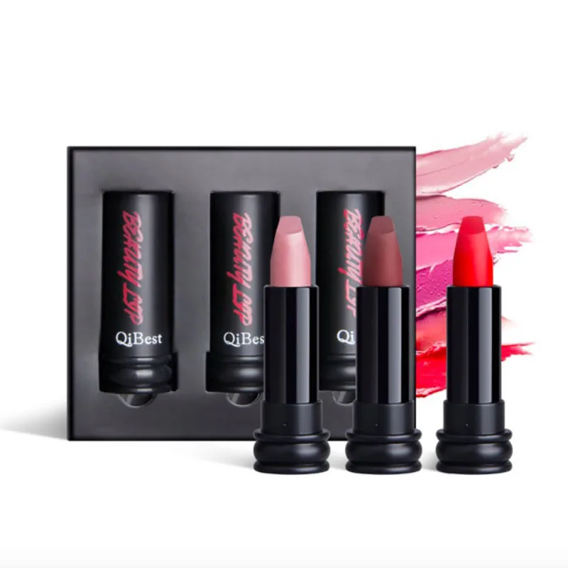 

3Pcs lipstick set matte rouge a levre lot labiales set rouge a levre nude makillajes de mujer rouge a levres maquillaje labiales
