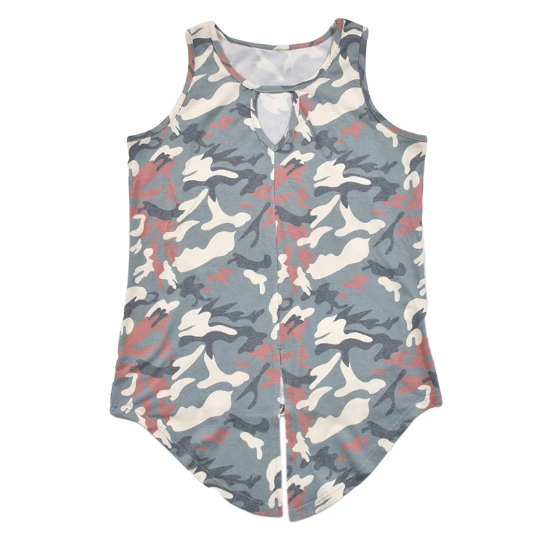 

2021 Summer Camouflage Tie Loose Vest Sleeveless T-shirt Women Top Hot
