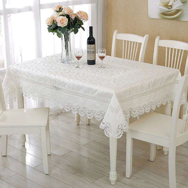 Скатерть кружевная с вышивкой CK078 роскошная льняная скатерть молочного цвета