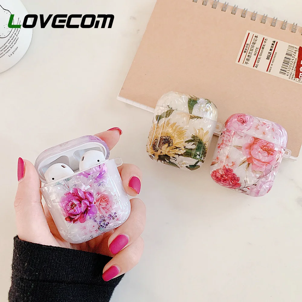 Чехол LOVECOM текстурный с цветами для Apple AirPods Pro чехол 1 2 Мягкий защитный IMD