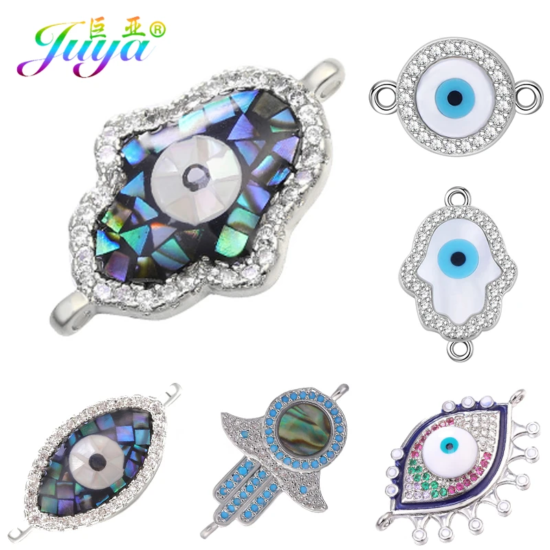 

Juya DIY Jewelry Making Material Gold/Silver Color Hamsa Fatima Hand Turkish Greek Evil Eye Shell Charm Connectors Supplies