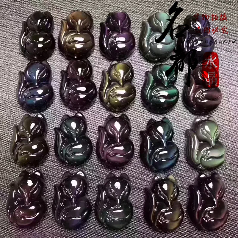 Mingdu кристалл натуральный Радуга обсидиановый глаз лиса голой камень прямой