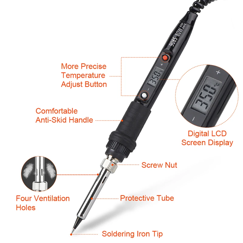 JCD 80W Digital Electric Soldering Iron Kit Temperature Adjustable 220V/110V With multimeter Welding Tool Tips Rework | Инструменты