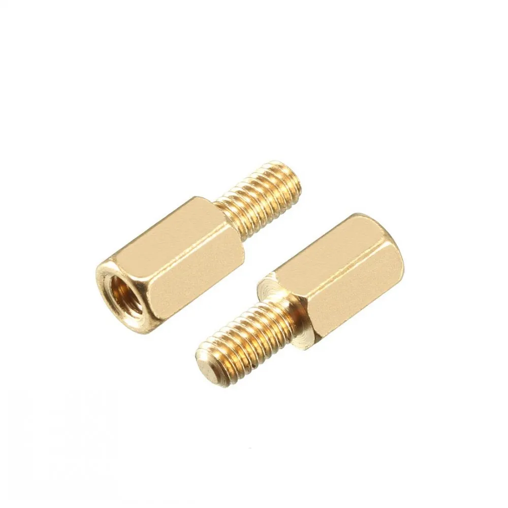 100Pcs M6*12+8mm Hex Nut Spacing Screw male to female Brass Threaded Pillar PCB Standoff Spacer L=12MM