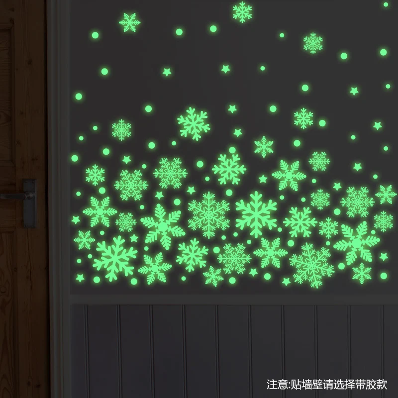 Pegatina navide&ntilde;a de copo de nieve luminoso para ventana, pegatinas de pared de Navidad de vidrio, decoraciones para el hogar, regalo de A&ntilde;o Nuevo, 2022-3