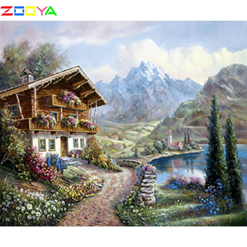 5D кристаллы алмазы Сделай Сам картины мозаика пейзаж дом Бриллиантовая вышивка