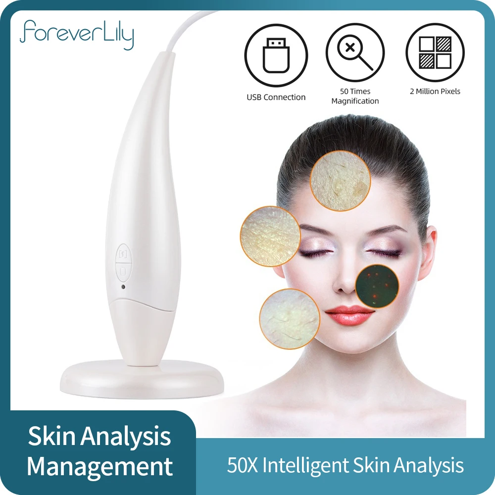 50X USB Intelligent Skin Analysis Pen Facial Skin Detector Moisture Pores Tester Skin Magnifier Analyzer Management Machine