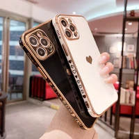 soft electroplated love heart phone case for iphone 11 12 13 pro xs max x xr 7 8 plus mini se 2020 shockproof bumper back cover