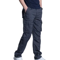 men straight cargo pants skin friendly sweatpants long for fitness wear resistant simple solid color elastic waist multi pocket