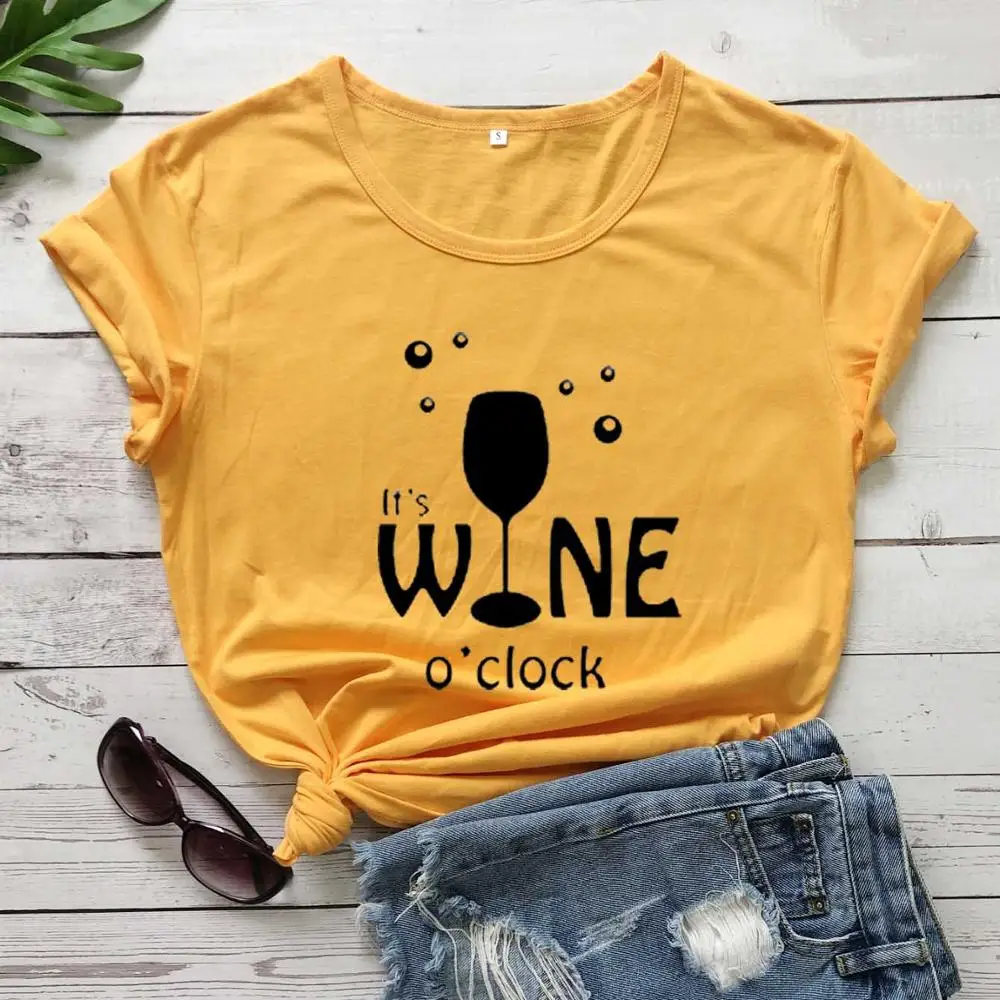 Женская футболка с надписью It's Wine для женщин Повседневная хлопковая