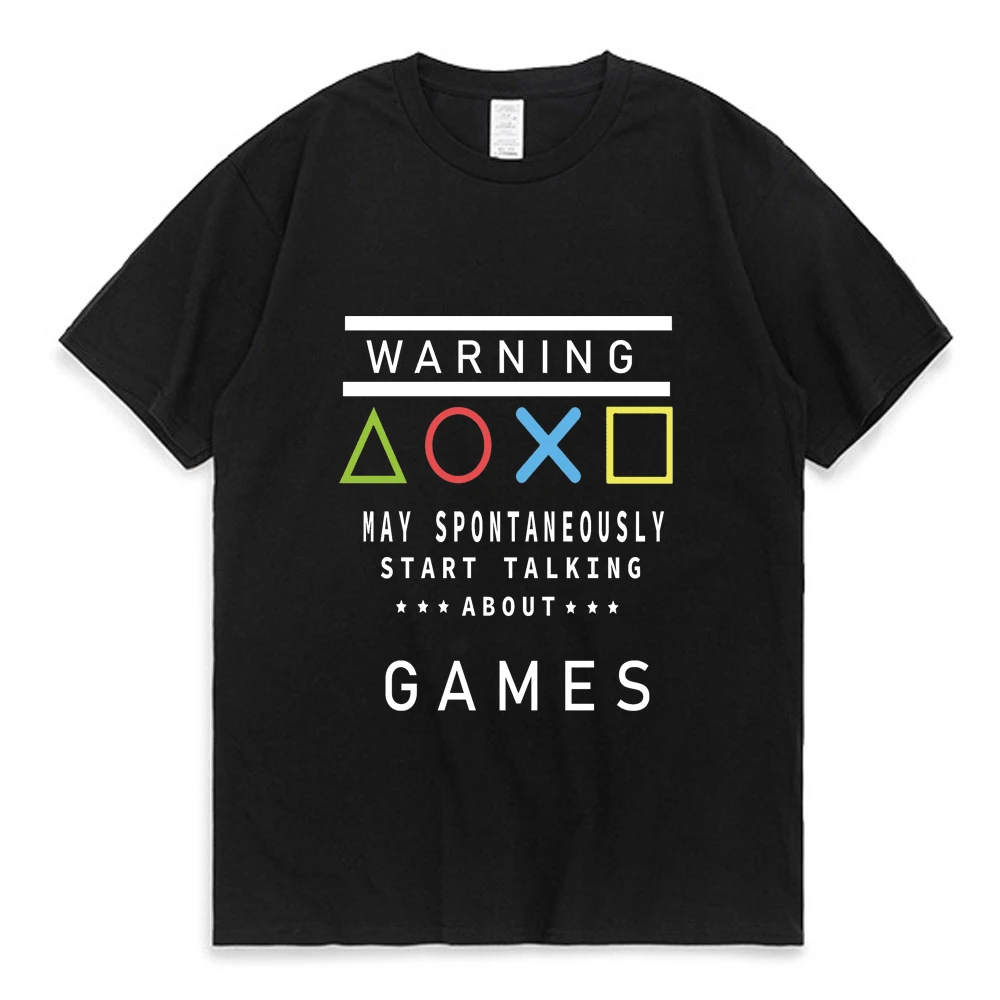 

Warning Games Gamer T-Shirts Men Print 100% Cotton Fashion Vintage Sleeve Streetwear Tees 14728 Couple Comfort Short Sleeve Top