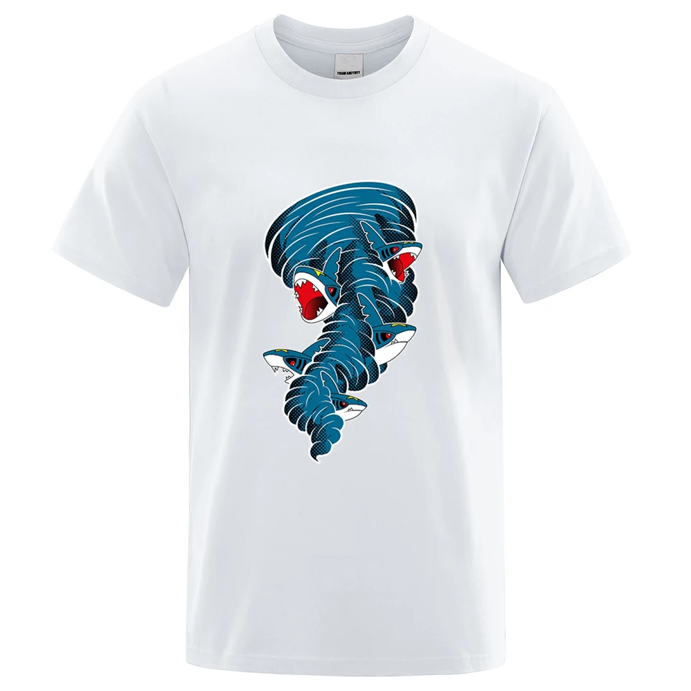 

Funny Sharpnado Prints Short Sleeve Personality Casual Men Sportswear Crewneck Breathable Tee Clothes Wild Sweat Homme T-shirts