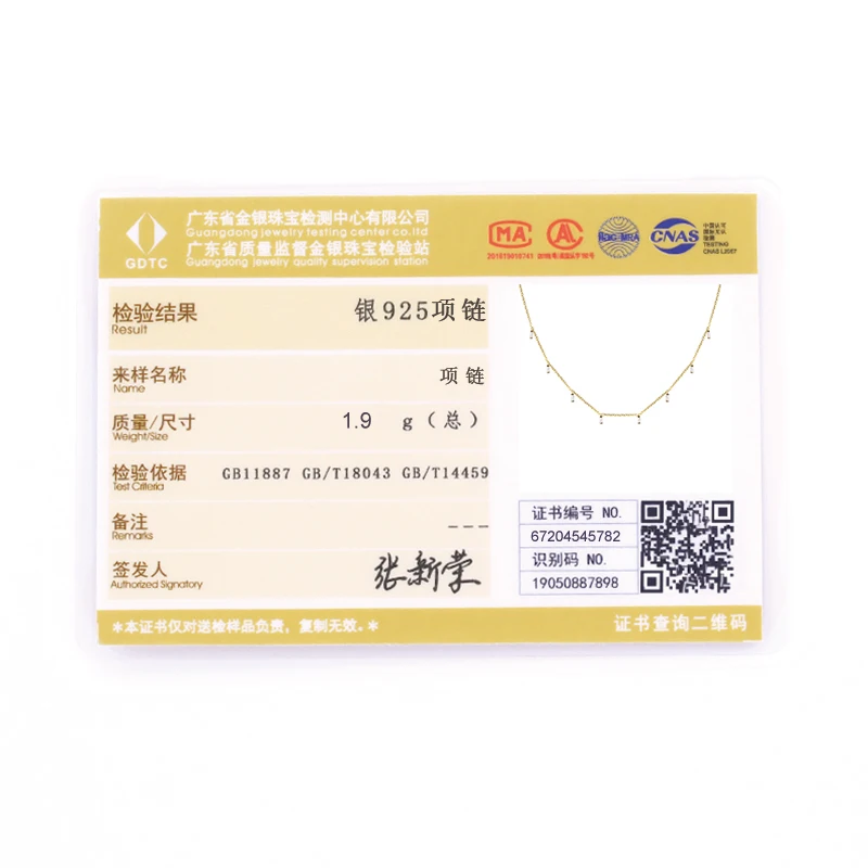 

CANNER Real 925 Sterling Silver Simple Style Necklace for Women Square Diamond Clavicle Chain Choker Necklaces Jewelry Collares