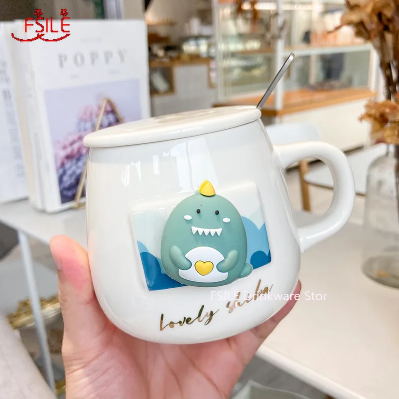 

420ml Three-dimensional Relief Doll Head Ceramic Cup Cute Cartoon Animal Water Cup Creative Mug Male and Female Student Cup