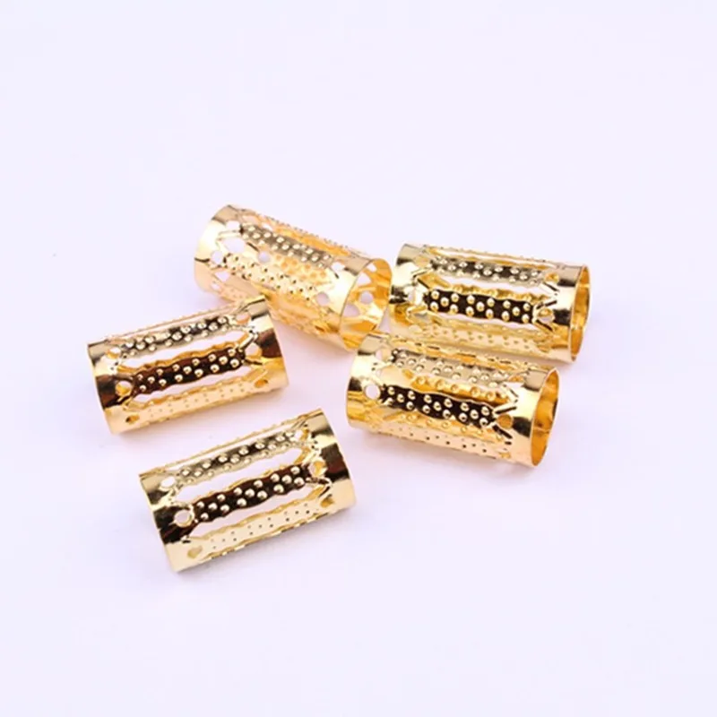 10/20 Pcs/Lot Mix Silver Golden Plated Hair Braid Dread Dreadlock Beads Adjustable Cuff Clip 8mm Clip Metal Tube Lock