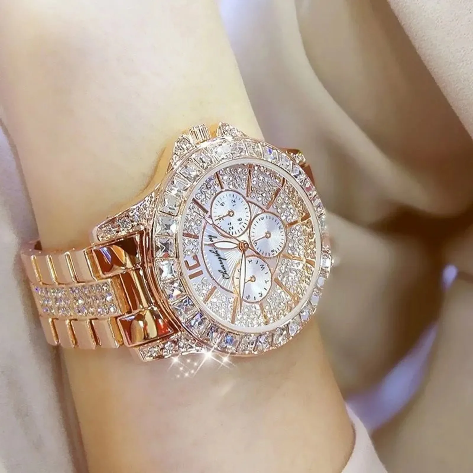 

Cherryshirley Women Luxury Diamond Watch Quartz Watches Stainless Steel Strap Fashion Wristwatches Stainless Steel Female Watch