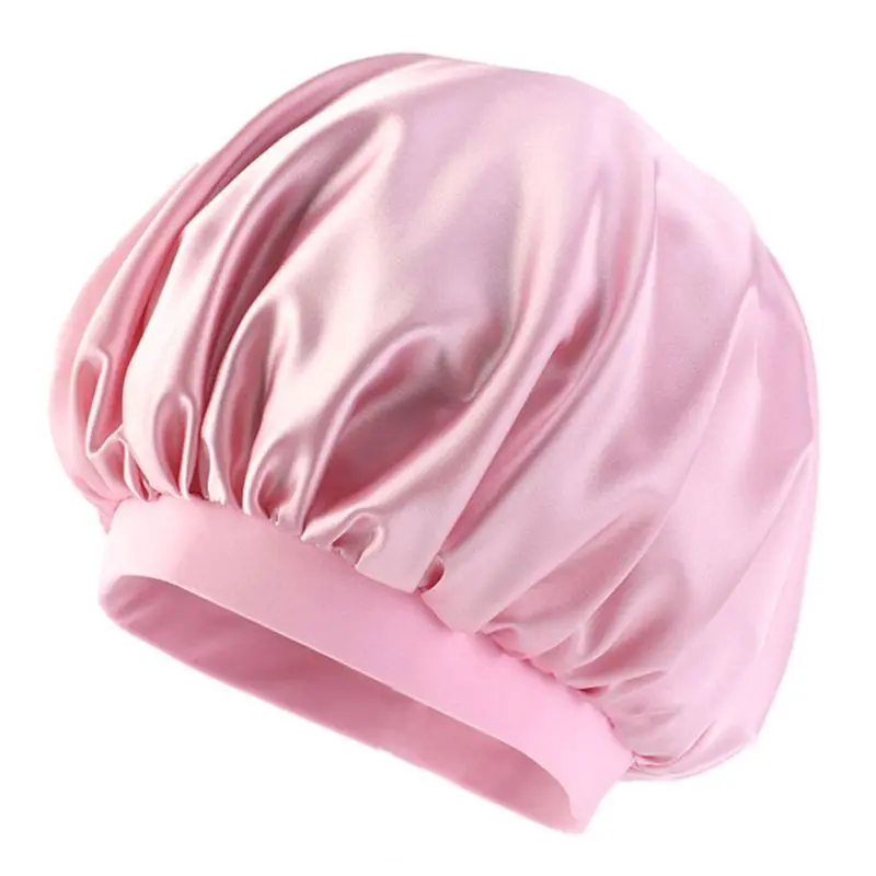 Pink Женская имитация шелковая шляпа, шапка для сна, милая однотонная Кепка карамельного цвета, широкая эластичная лента, прическа, головной убор, кепка chemo, 7 цветов - Цвет: Pink