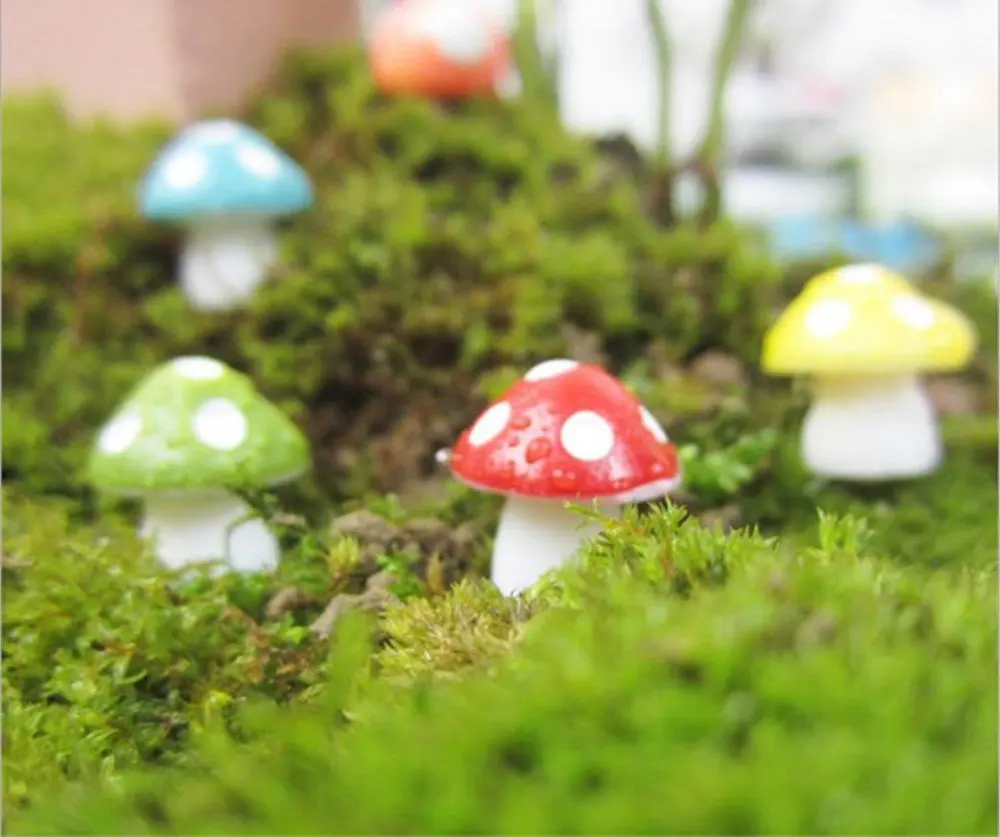 12 штук украшения для кукольного домика сказочный сад красочные маленькие грибы