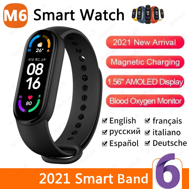 Оригинальный Xiaomi 2021 глобальная версия Mi Band M6 Смарт часы для мужчин и женщин