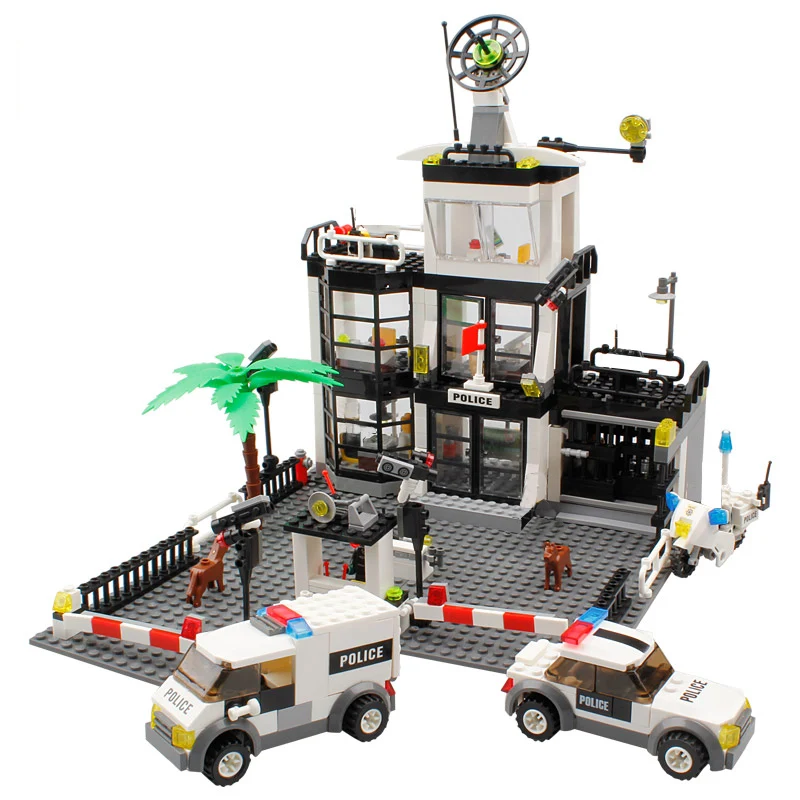 

City Police Station Building Blocks Military SWAT Prisoner Car Motorcyle Team Bricks Educational DIY Toys children Juguetes