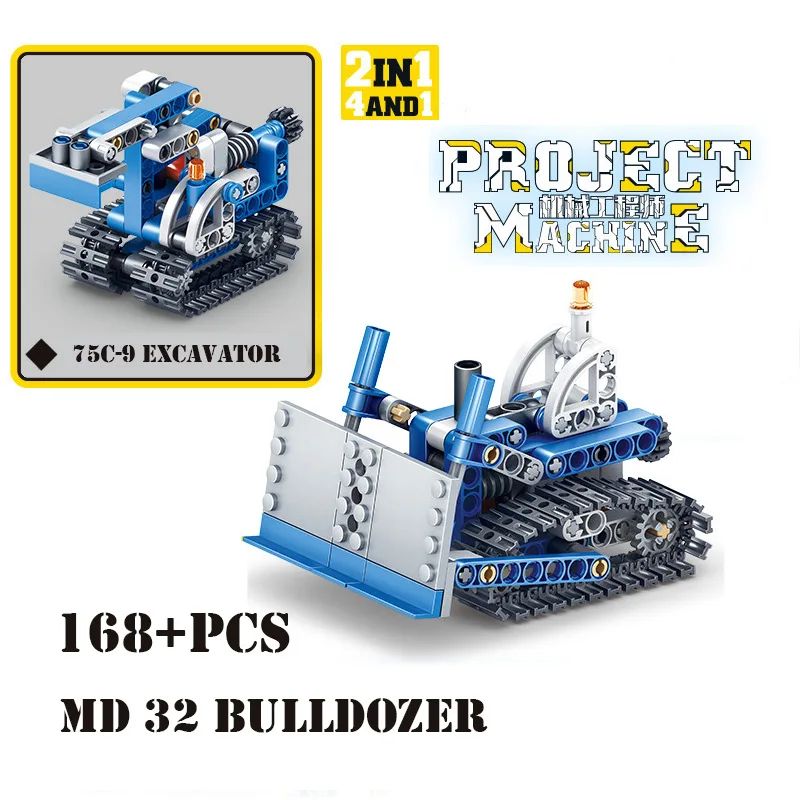 Инженерный бульдозер кран технический самосвал строительный блок сделай сам