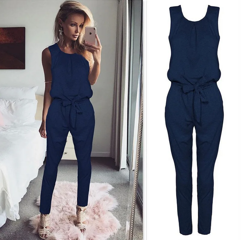 ZOGAA летний популярный сексуальный комбинезон без рукавов Женский Длинный новый