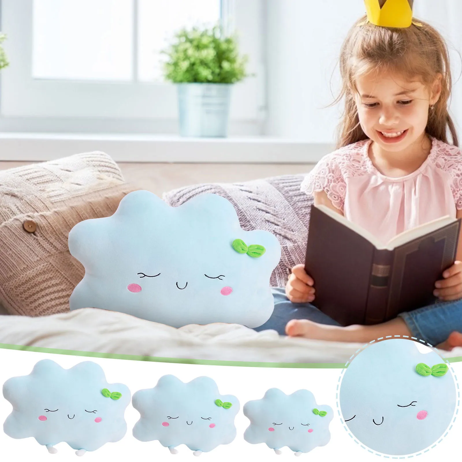 Кавайная декорация комнаты 3D мягкая наполненная игрушка из плюша в виде подушки для талии с милыми голубыми и розовыми облаками. Прекрасные игрушки в подарок для детей.