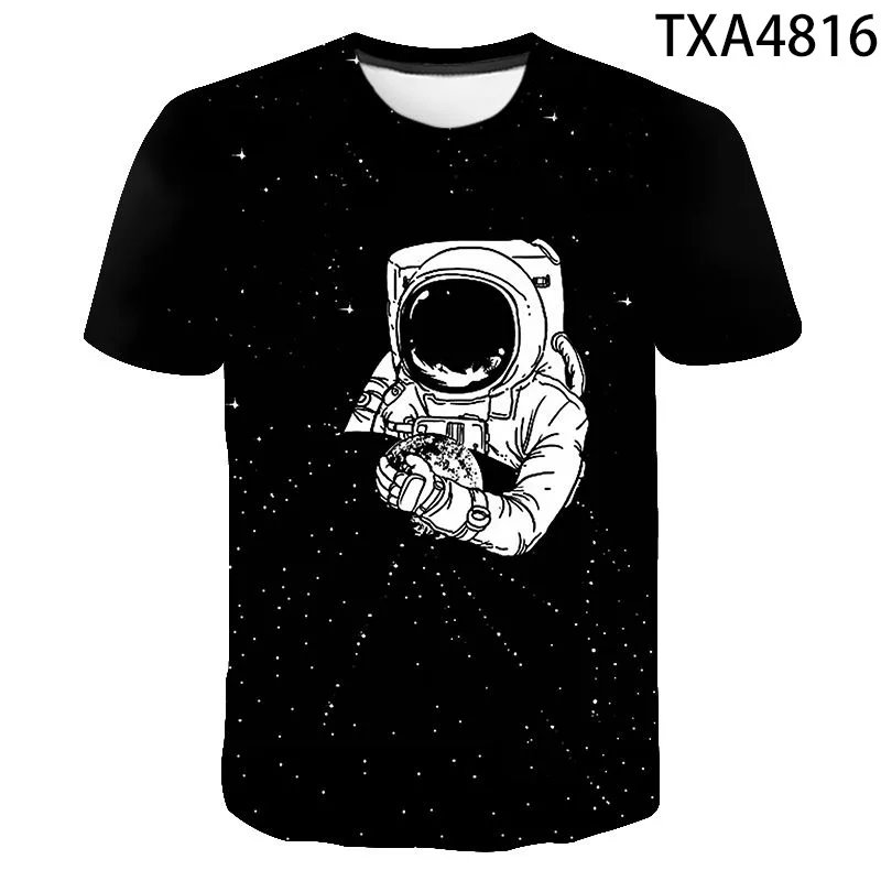 

2021 Casual 3D T Shirt Men Women Children Space Astronaut Planet Explore Digital Print Cosmonaut T-shirt Cool Boy Girl Tops Tees