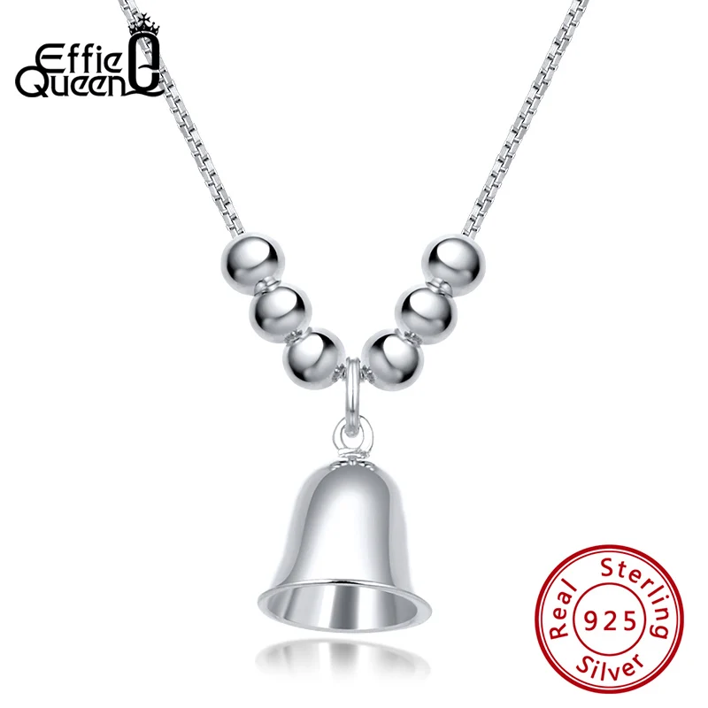 Effie queen ожерелья из стерлингового серебра 925 Jingle подвеска-колокольчик с Круглые шарики для ювелирных украшений для женщин девочек Рождественский подарок TSN166 - Цвет камня: SN166-P