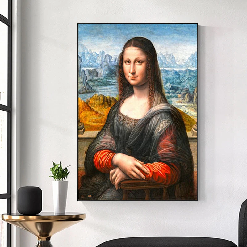 

Smile of Mona Lisa Portrait Canvas Art Painting Reproductions Classical Da Vinci Famous Art Prints for Living Room Decoration