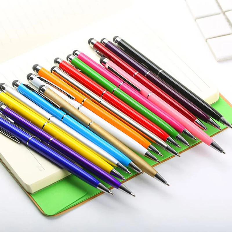 

2PCS High Quality Metal Writing Ballpoint Pen Touch Screen Roller Pen Luxury School Student Writing Pen