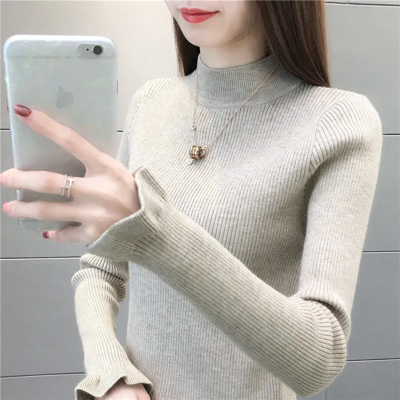 

Semi-high-collar women's sweater Pullover